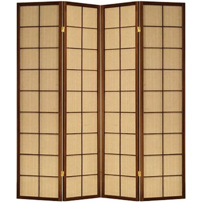 Jute Inlay Brown 4 Panel room divider